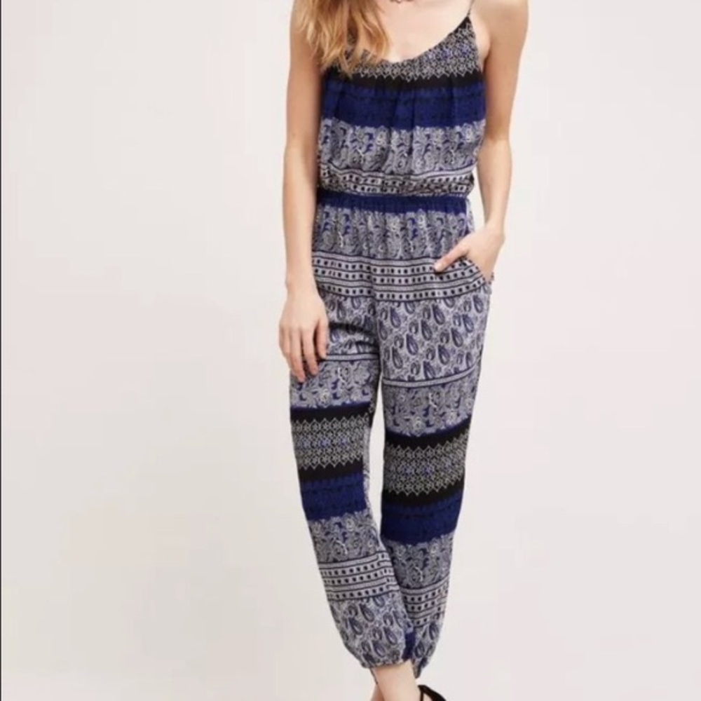 Lilka Anthro printed strappy jumpsuit size XL